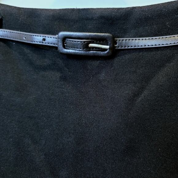 VTG Charter Club Pencil Skirt Sz 10 Skinny Belt Black Zip Slit Career Retro NEW - Picture 4 of 13